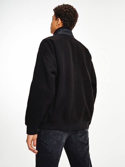 Black Tommy Hilfiger Polar Fleece Zip-Thru Men's Sweatshirts | TH549YDM