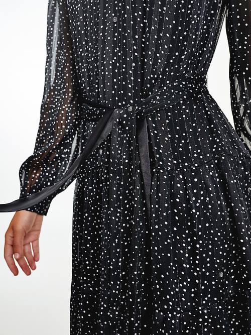 Black Tommy Hilfiger Polka Dot Fit And Flare Women's Dress | TH467JGI