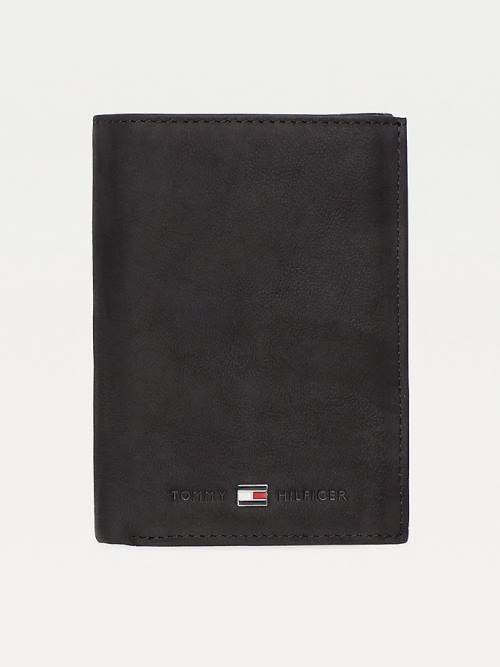 Black Tommy Hilfiger Portrait Trifold Men\'s Wallets | TH810NCB