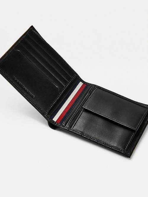 Black Tommy Hilfiger Premium Leather Embossed Men's Wallets | TH492GEJ