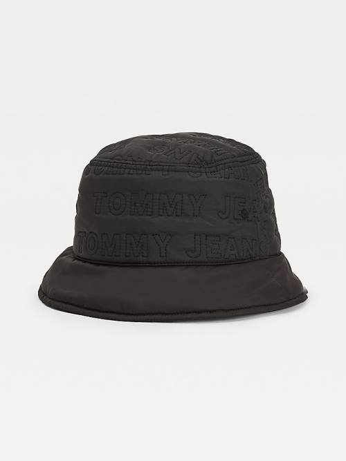 Black Tommy Hilfiger Puffer Bucket Men's Hats | TH409VOS