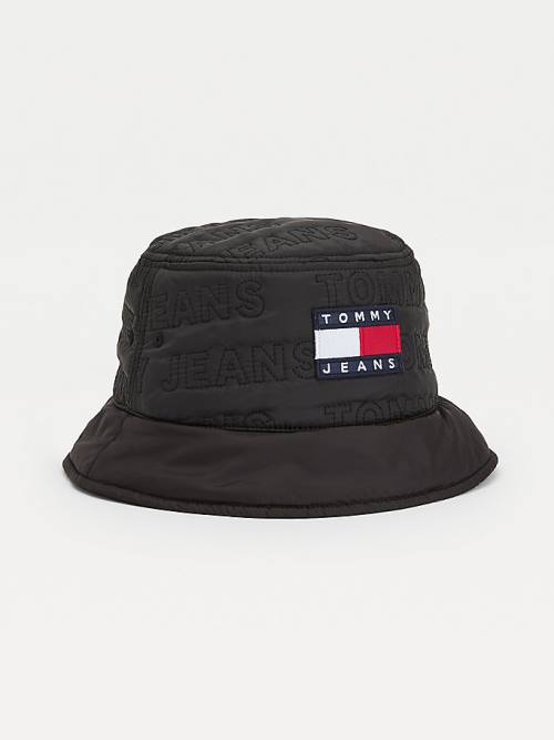 Black Tommy Hilfiger Puffer Bucket Men\'s Hats | TH409VOS