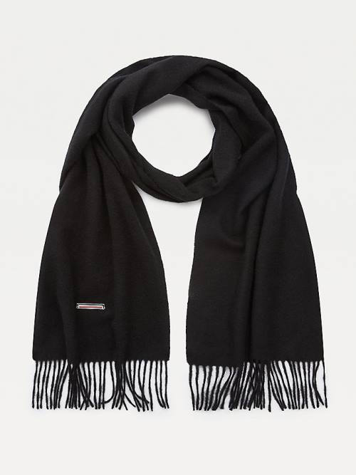 Black Tommy Hilfiger Pure Cashmere Signature Plaque Men\'s Scarves | TH084ECK