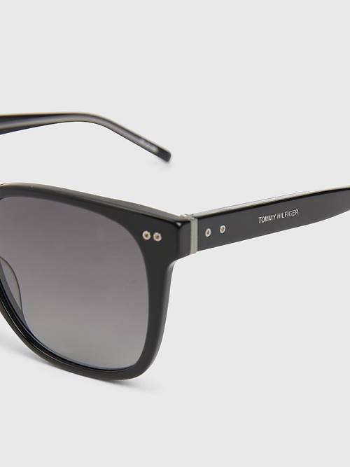 Black Tommy Hilfiger Rectangular Men's Sunglasses | TH341FPY