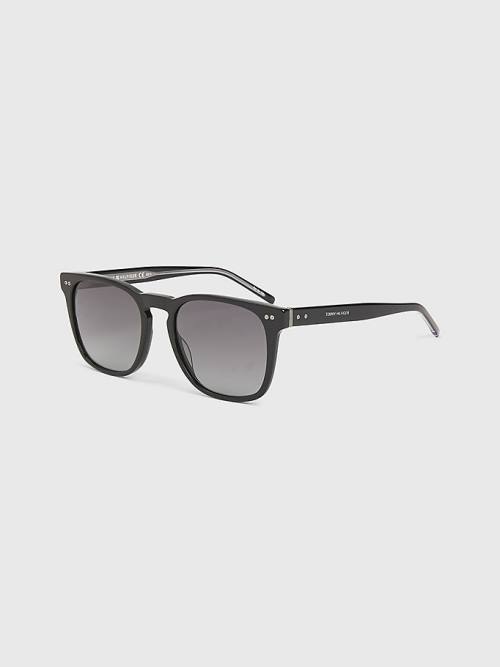 Black Tommy Hilfiger Rectangular Men\'s Sunglasses | TH341FPY