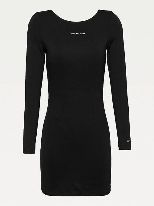 Black Tommy Hilfiger Recycled Bodycon Women's Dress | TH415HMB