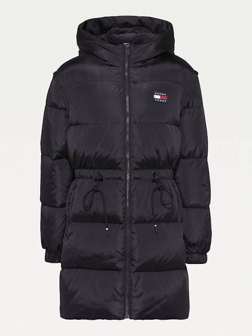 Black Tommy Hilfiger Recycled Convertible Vest Down Puffer Women's Jackets | TH804GCT