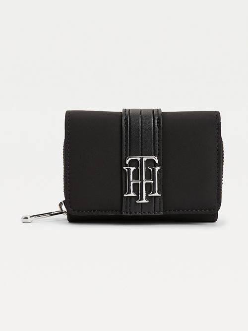 Black Tommy Hilfiger Recycled Monogram Women\'s Wallets | TH935IPQ