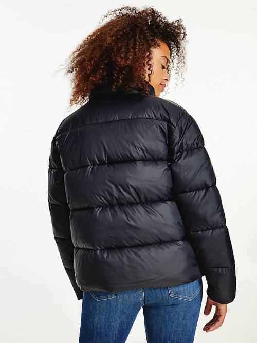 Black Tommy Hilfiger Recycled Nylon Puffer Women's Jackets | TH579ZXB