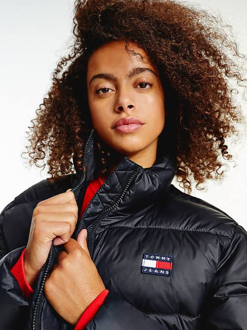 Black Tommy Hilfiger Recycled Nylon Puffer Women's Jackets | TH579ZXB