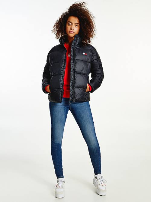 Black Tommy Hilfiger Recycled Nylon Puffer Women\'s Jackets | TH579ZXB