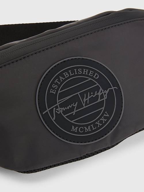 Black Tommy Hilfiger Recycled Polyester Signature Logo Crossbody Men's Bags | TH795QXH