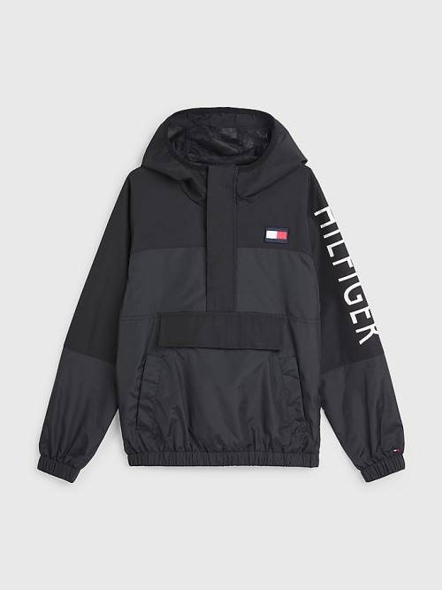 Black Tommy Hilfiger Recycled Polyester Popover Boys' Jackets | TH796CHW