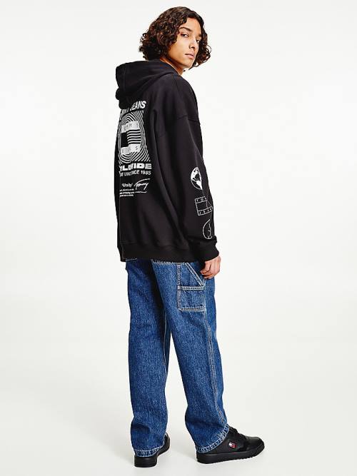 Black Tommy Hilfiger Recycled Unity Back Graphic Men's Hoodie | TH023SWV