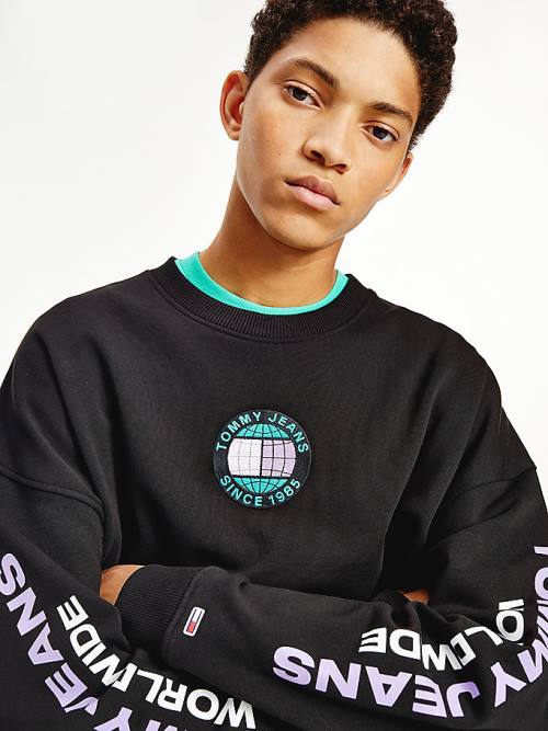 Black Tommy Hilfiger Recycled Unity Men's Sweatshirts | TH486WOJ