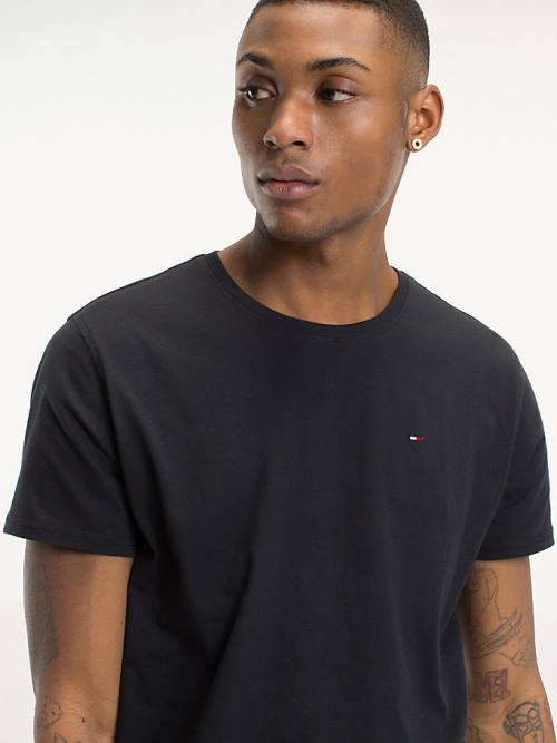 Black Tommy Hilfiger Regular Fit Crew Men's T Shirts | TH054FEJ