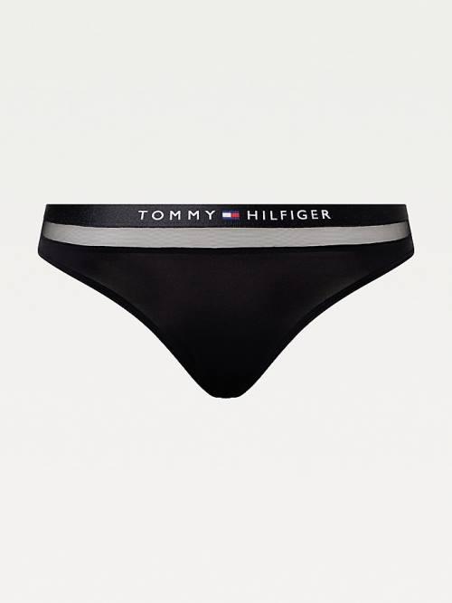 Black Tommy Hilfiger Regular Fit Mesh Thong Women's Underwear | TH175OHC