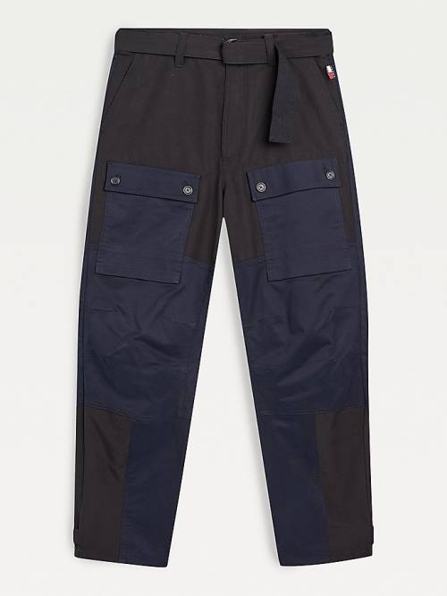 Black Tommy Hilfiger Relaxed Baggy Fit Cargo Men's Pants | TH694ENZ