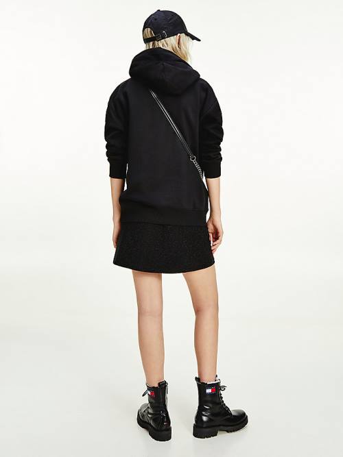 Black Tommy Hilfiger Relaxed Fit Badge Women's Hoodie | TH591VRY