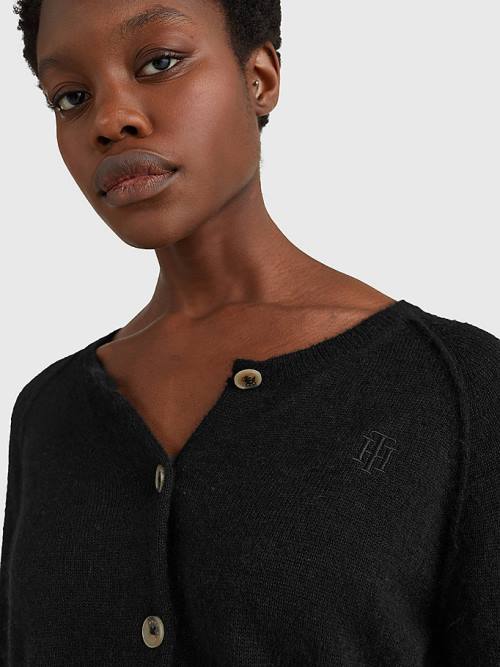 Black Tommy Hilfiger Relaxed Fit Cardigan Women's Sweaters | TH612IXV