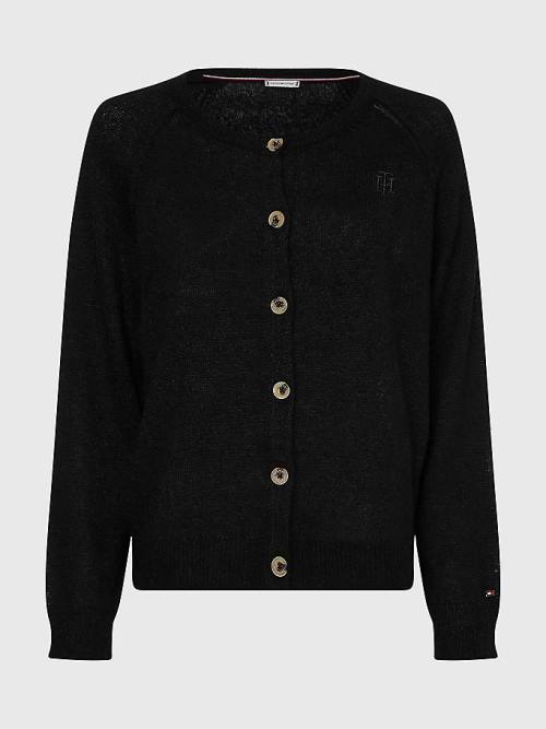 Black Tommy Hilfiger Relaxed Fit Cardigan Women's Sweaters | TH612IXV