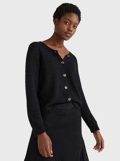 Black Tommy Hilfiger Relaxed Fit Cardigan Women\'s Sweaters | TH612IXV