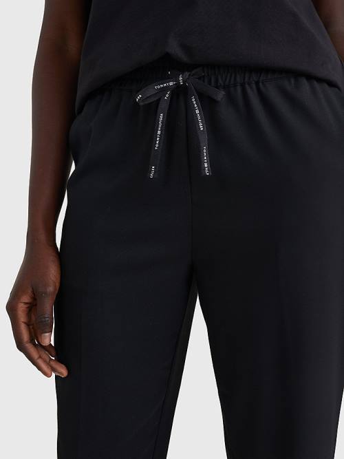 Black Tommy Hilfiger Relaxed Tapered Pull-On Women's Pants | TH376LYD