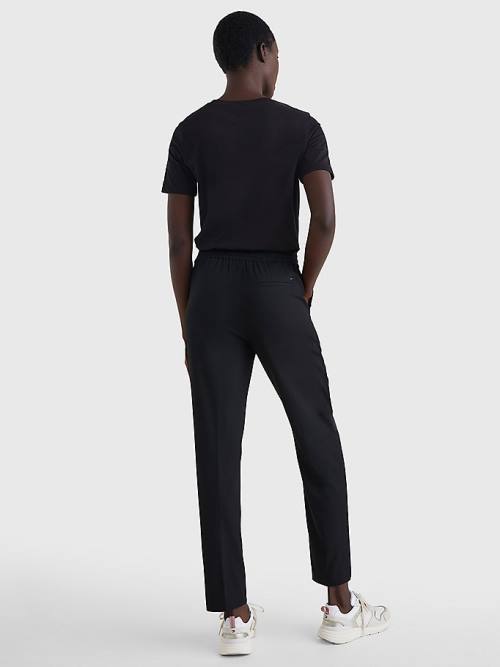 Black Tommy Hilfiger Relaxed Tapered Pull-On Women's Pants | TH376LYD