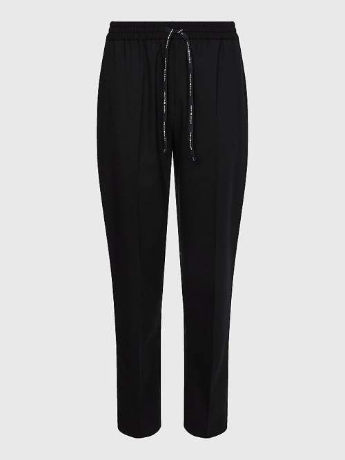 Black Tommy Hilfiger Relaxed Tapered Pull-On Women's Pants | TH376LYD