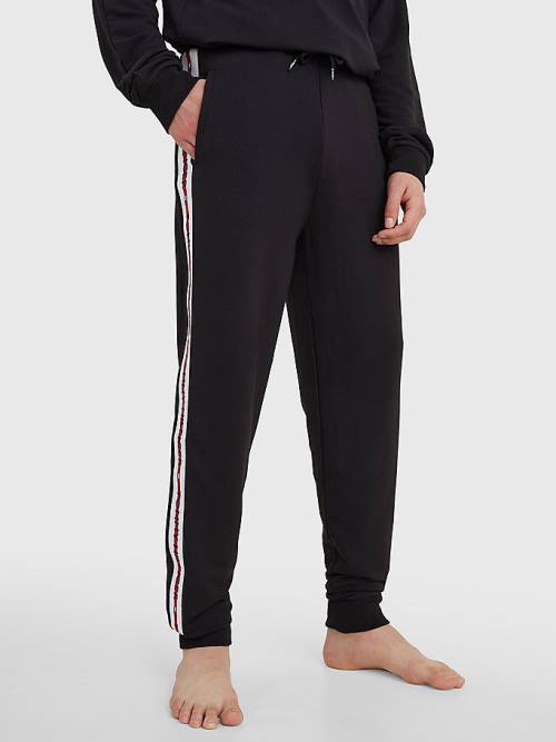 Black Tommy Hilfiger Repeat Logo Drawstring Joggers Men's Pyjamas | TH823KNS