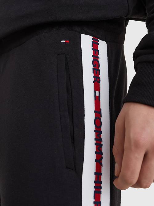 Black Tommy Hilfiger Repeat Logo Drawstring Joggers Men's Pyjamas | TH823KNS