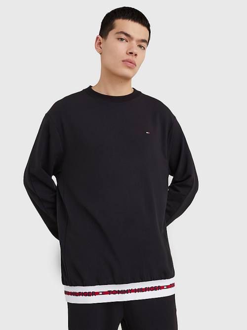 Black Tommy Hilfiger Repeat Logo Track Sweatshirt Men\'s Pyjamas | TH154DZP