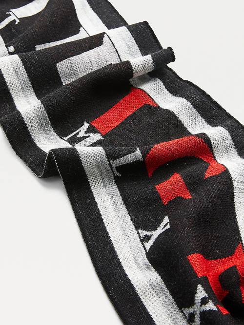 Black Tommy Hilfiger Reversible Collegiate Men's Scarves | TH503NKD