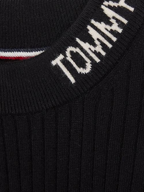 Black Tommy Hilfiger Rib-Knit Midi Jumper Girls' Dress | TH507TBI