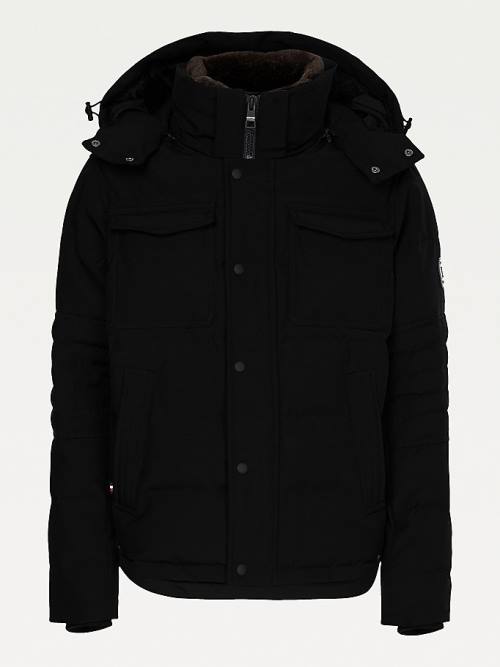 Black Tommy Hilfiger Rockie Filled Utility Bomber Men's Jackets | TH180VWI