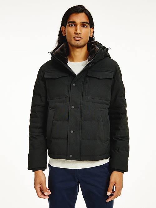 Black Tommy Hilfiger Rockie Filled Utility Bomber Men\'s Jackets | TH180VWI