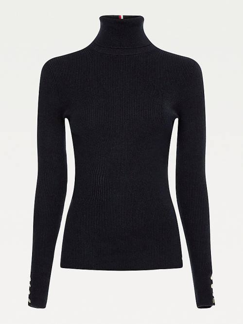 Black Tommy Hilfiger Roll Neck Jumper Women's Sweaters | TH684PKA