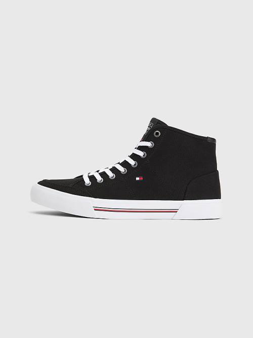 Black Tommy Hilfiger Signature Canvas Mid-Top Men's Sneakers | TH160BNG