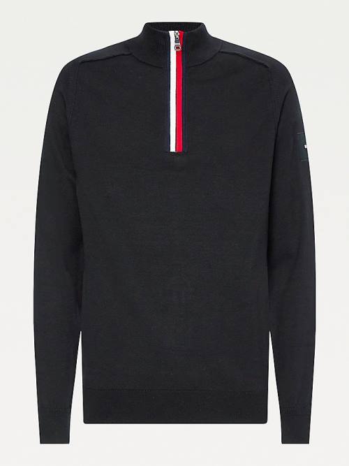 Black Tommy Hilfiger Signature Half-Zip Jumper Men's Sweaters | TH257NPX