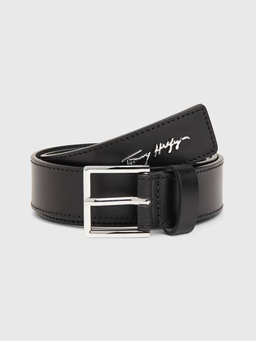 Black Tommy Hilfiger Signature Leather Women\'s Belts | TH126MLI