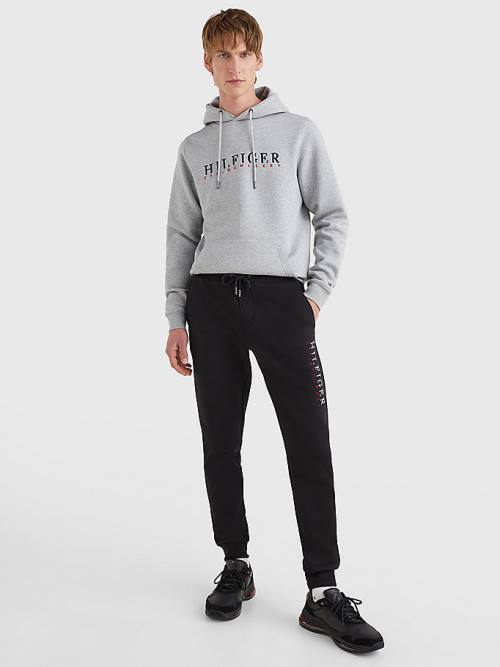 Black Tommy Hilfiger Signature Leg Logo Joggers Men's Pants | TH590YML