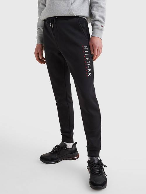 Black Tommy Hilfiger Signature Leg Logo Joggers Men\'s Pants | TH590YML