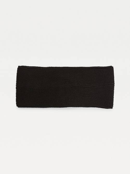 Black Tommy Hilfiger Signature Rib Knit Twist Headband Women's Hats | TH305OXL