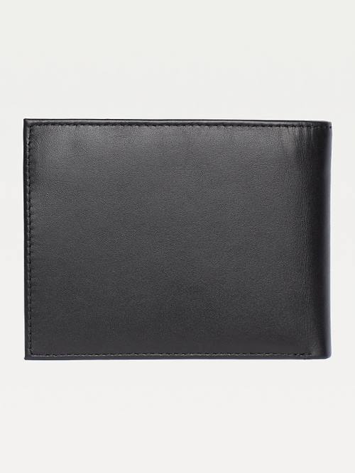 Black Tommy Hilfiger Signature Stripe Trifold Men's Wallets | TH209CKQ