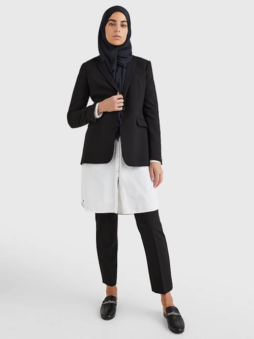 Black Tommy Hilfiger Single Breasted Regular Fit Women's Blazers | TH937JSZ