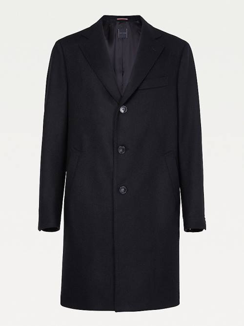 Black Tommy Hilfiger Single Breasted Slim Fit Men's Coats | TH273USE