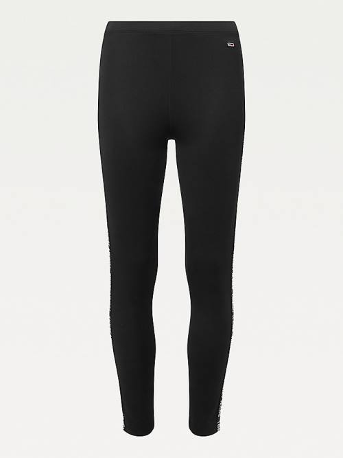 Black Tommy Hilfiger Skinny Logo Tape Women's Leggings | TH493TMX