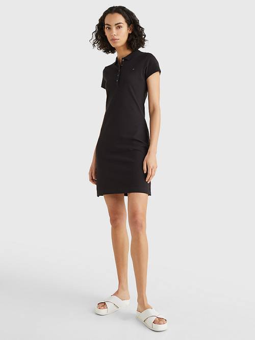 Black Tommy Hilfiger Slim Fit Polo Women's Dress | TH174IDE