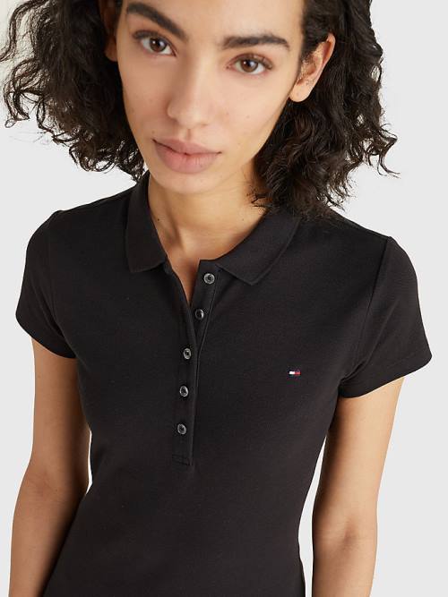 Black Tommy Hilfiger Slim Fit Polo Women's Dress | TH174IDE