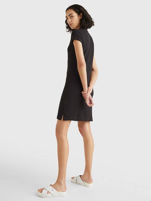 Black Tommy Hilfiger Slim Fit Polo Women's Dress | TH174IDE